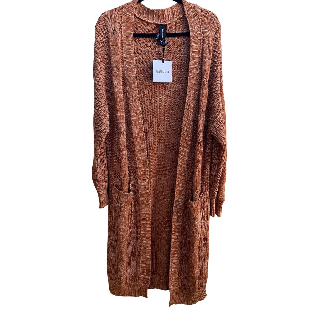Agnes & Dora Boho Cottagecore Dreamy Duster Cable Knit Longline Cardigan XL NEW